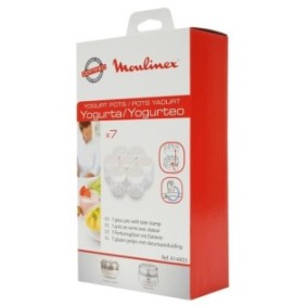 MOULINEX 7 Pots Verre + Couvercle Blanc - Yaourtieres Yogurta / Yogurteo - A14A03