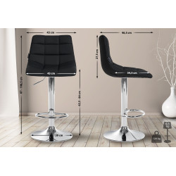 Tabouret de bar Jerry simili cuir chromé noir