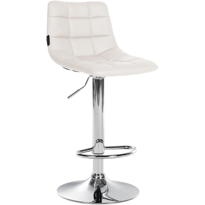 Tabouret de bar Jerry simili cuir chromé blanc