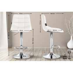 Tabouret de bar Jerry simili cuir chromé blanc