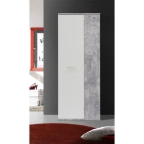 Armoire a chaussures MISCA - Style contemporain effet béton et blanc mat - L 69 cm