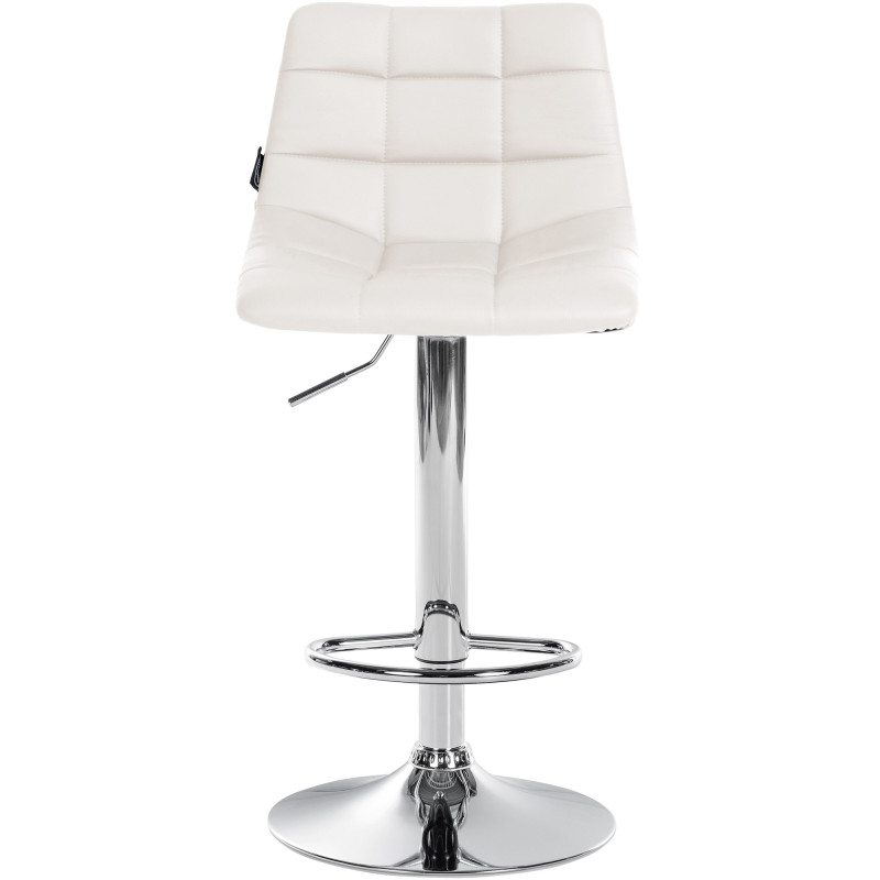 Tabouret de bar Jerry simili cuir chromé blanc