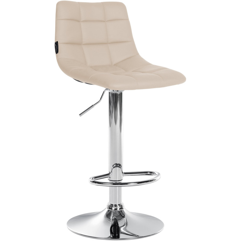Tabouret de bar Jerry simili cuir chromé crème