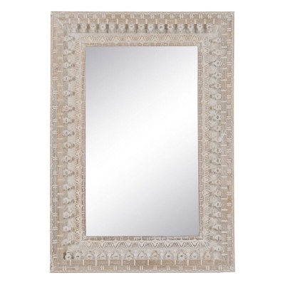 Miroir mural Blanc Naturel Verre Bois de manguier Bois MDF Vertical 71,1 x 5,1 x 101,6 cm