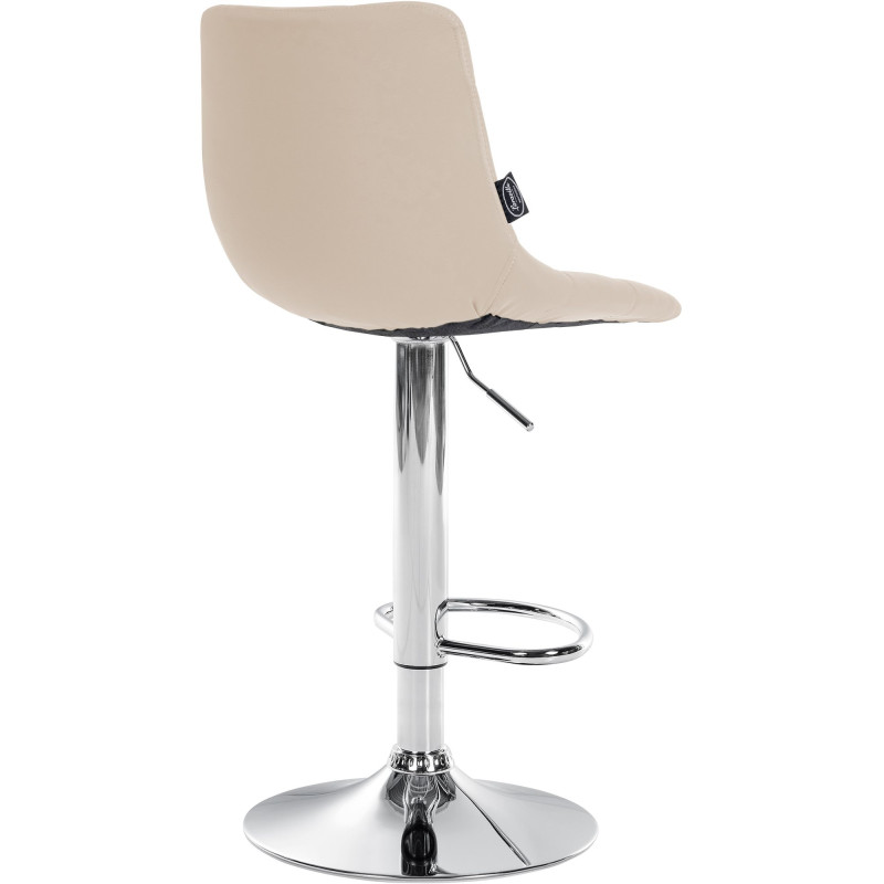 Tabouret de bar Jerry simili cuir chromé crème