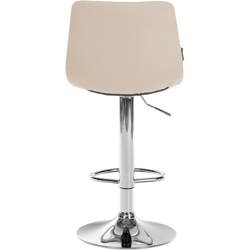 Tabouret de bar Jerry simili cuir chromé crème