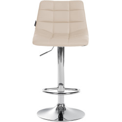 Tabouret de bar Jerry simili cuir chromé crème