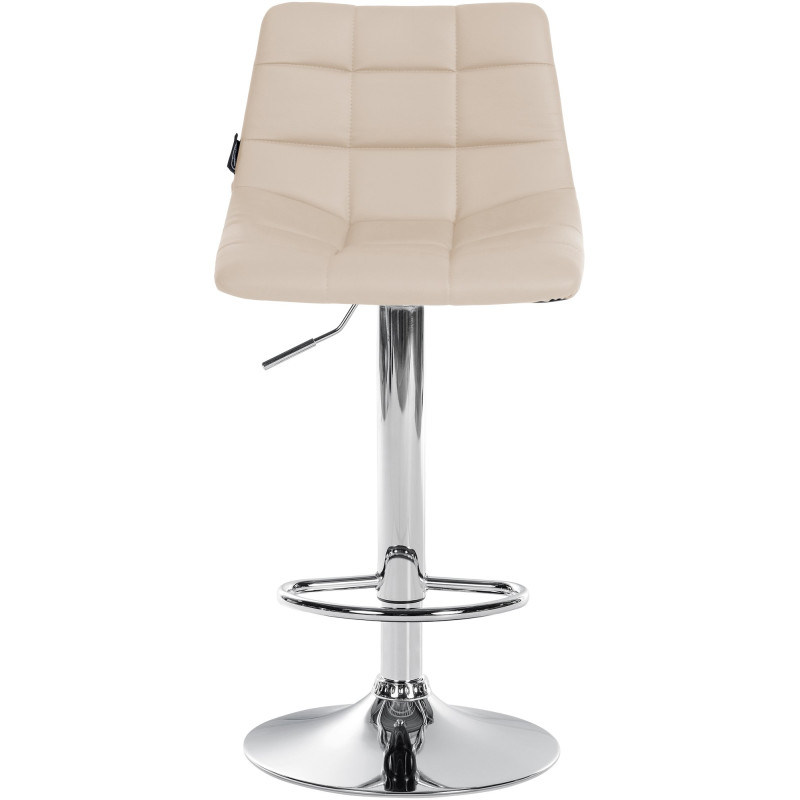 Tabouret de bar Jerry simili cuir chromé crème