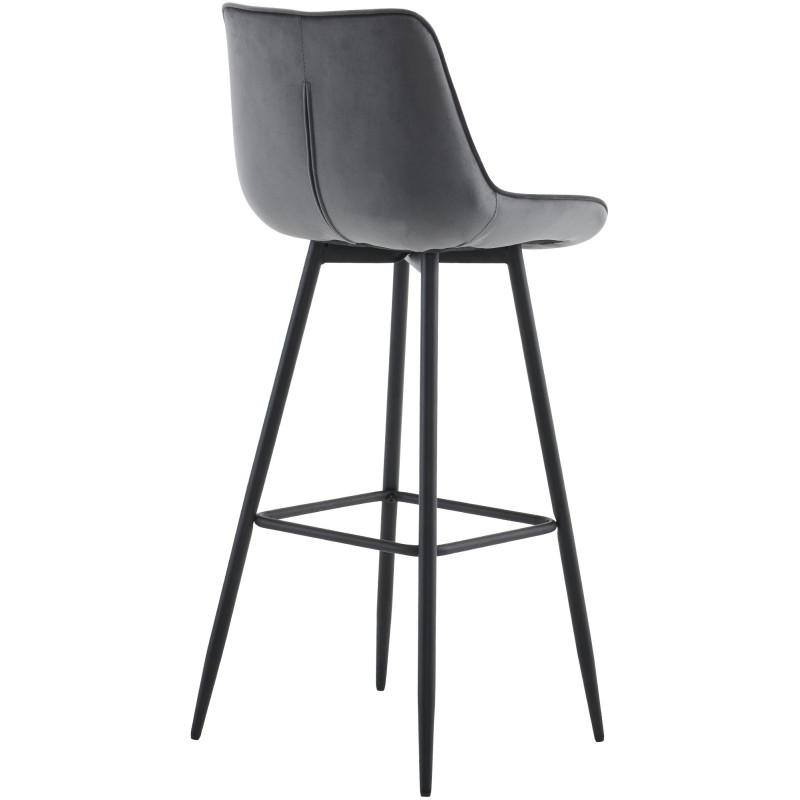 Tabouret de bar en velours Dartford gris foncé