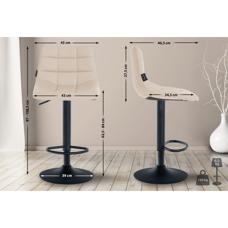 Tabouret de bar Jerry simili cuir crème