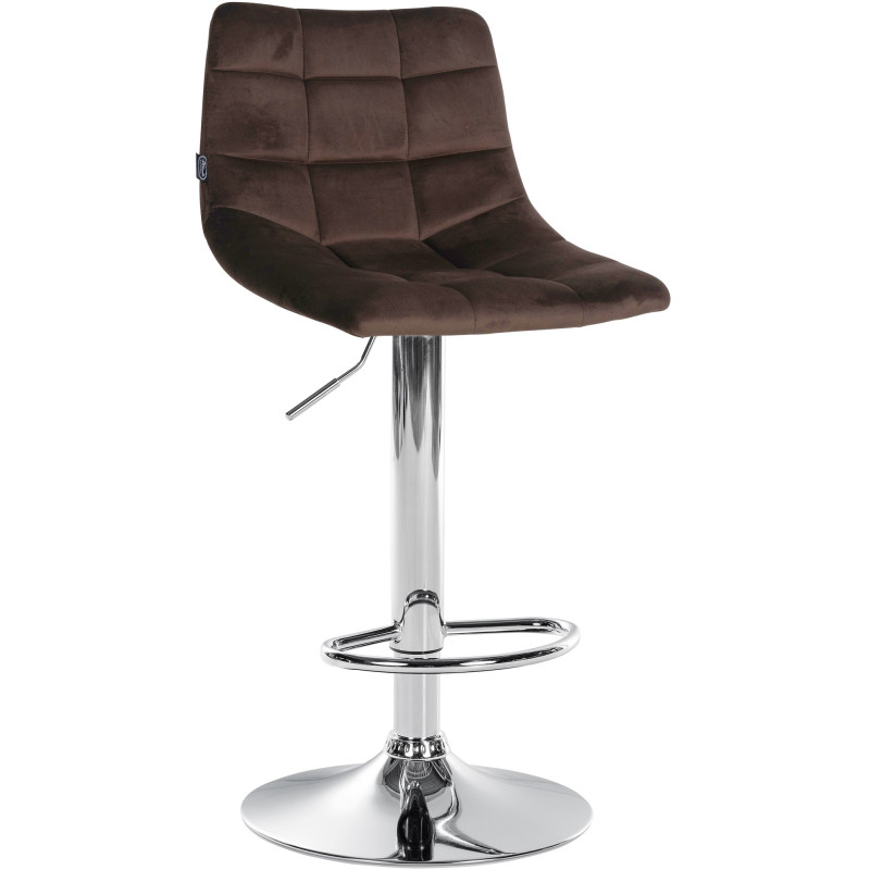 Tabouret de bar Jerry velours chromé brun