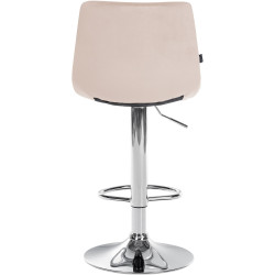 Tabouret de bar Jerry velours chromé beige
