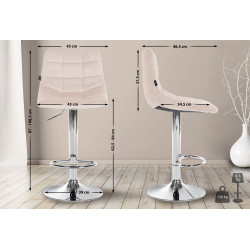 Tabouret de bar Jerry velours chromé beige