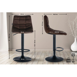 Tabouret de bar Jerry velours brun