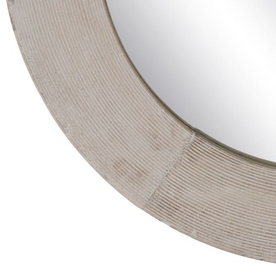 Miroir mural Blanc Naturel Verre Bois de manguier Bois MDF Vertical Rond 61 x 2,5 x 61 cm