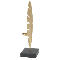 DÉCORATION FEUILLE GLAM AVEC BOUGEOIR CM 10X10X34