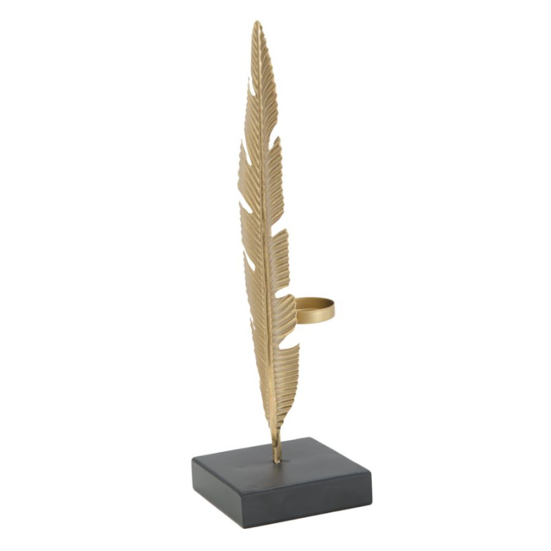 DÉCORATION FEUILLE GLAM AVEC BOUGEOIR CM 10X10X34