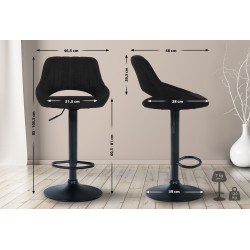 Lot de 2 tabourets de bar Milet tissu B noir
