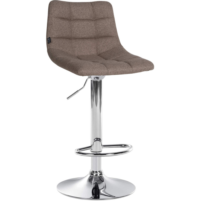Tabouret de bar Jerry tissu chromé taupe