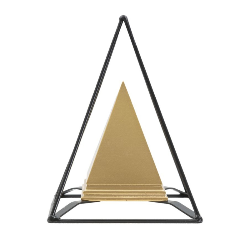 Pyramide en or avec fer, dimensions 15 x 15 x 21 cm