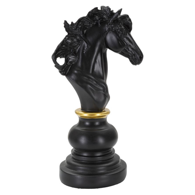 CHEVAL NOIR ET OR CM 14X11X27