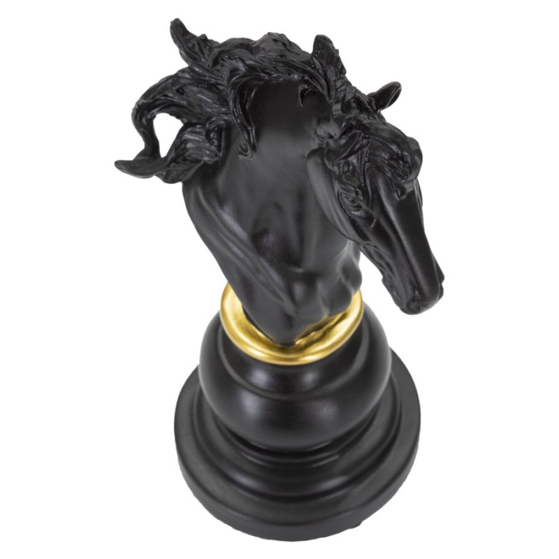 CHEVAL NOIR ET OR CM 14X11X27