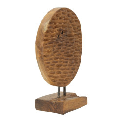 SCULPTURE MONNAIE EN TECK CM 30X1,5X40