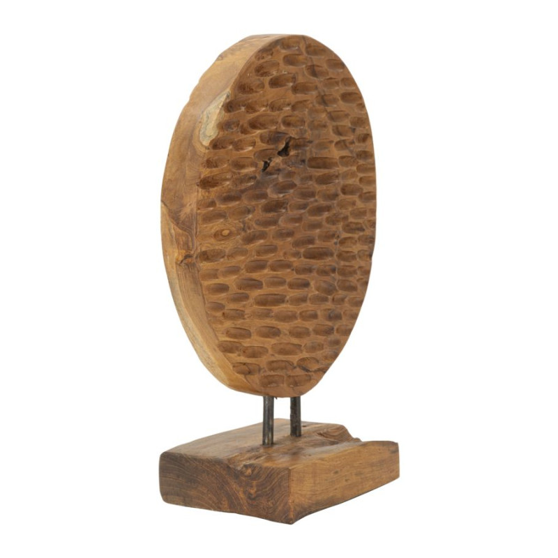 SCULPTURE MONNAIE EN TECK CM 30X1,5X40