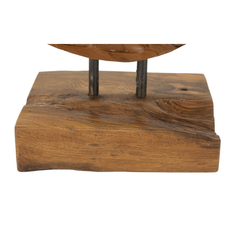 SCULPTURE MONNAIE EN TECK CM 30X1,5X40