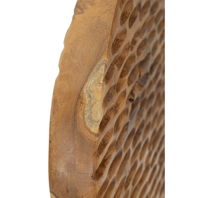 SCULPTURE MONNAIE EN TECK CM 30X1,5X40