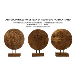 SCULPTURE MONNAIE EN TECK CM 30X1,5X40