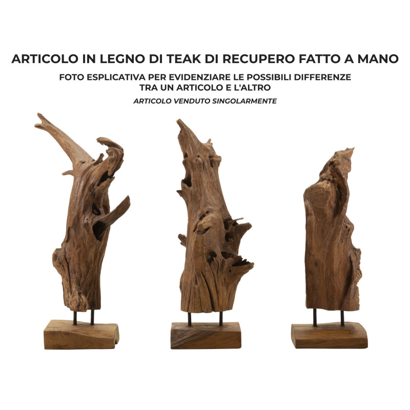 SCULPTURE AKAR EN TECK CM 23X27X64