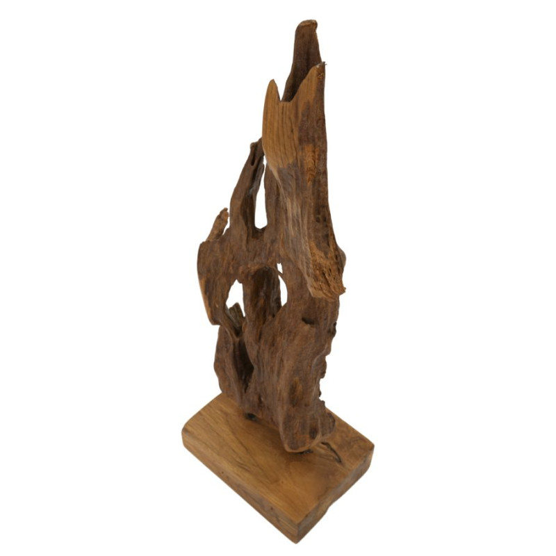 SCULPTURE AKAR EN TECK CM 18X13X55