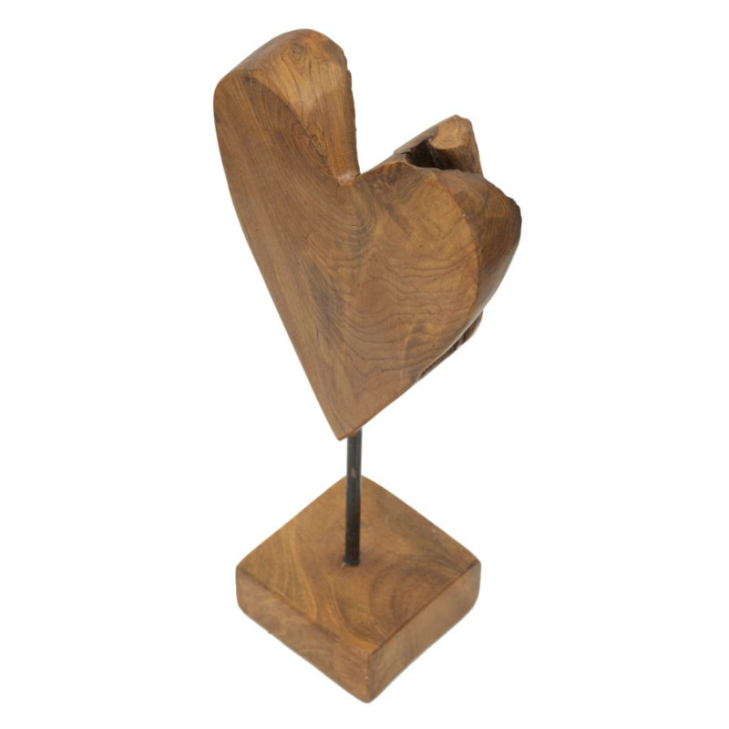 SCULPTURE DE COEUR EN TECK CM 15X10X35