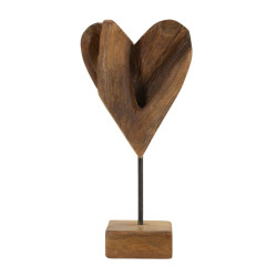SCULPTURE DE COEUR EN TECK CM 15X10X35