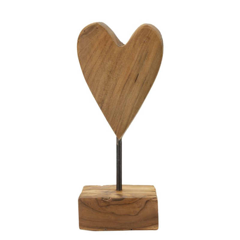 SCULPTURE DE COEUR EN TECK CM 10X10X25
