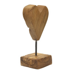 SCULPTURE DE COEUR EN TECK CM 10X10X25