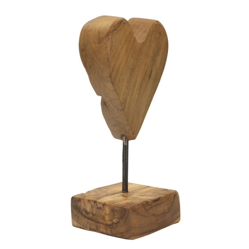 SCULPTURE DE COEUR EN TECK CM 10X10X25