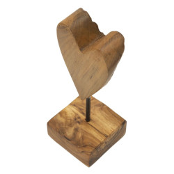 SCULPTURE DE COEUR EN TECK CM 10X10X25