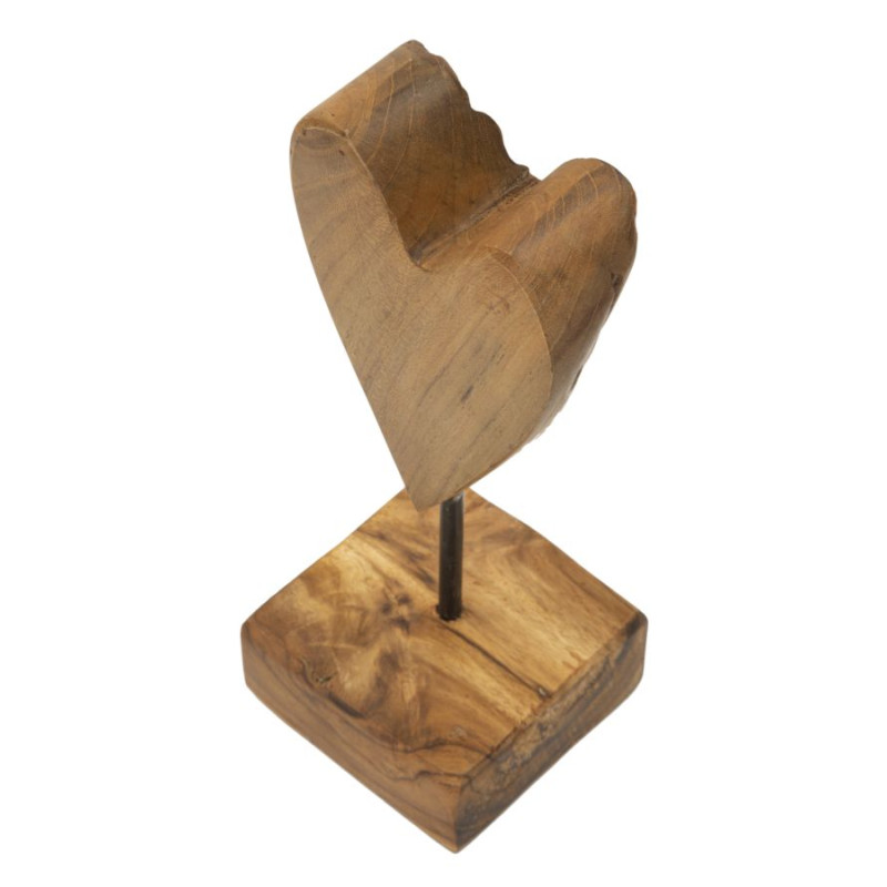 SCULPTURE DE COEUR EN TECK CM 10X10X25
