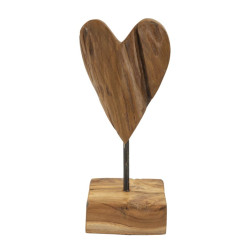 SCULPTURE DE COEUR EN TECK CM 10X10X25