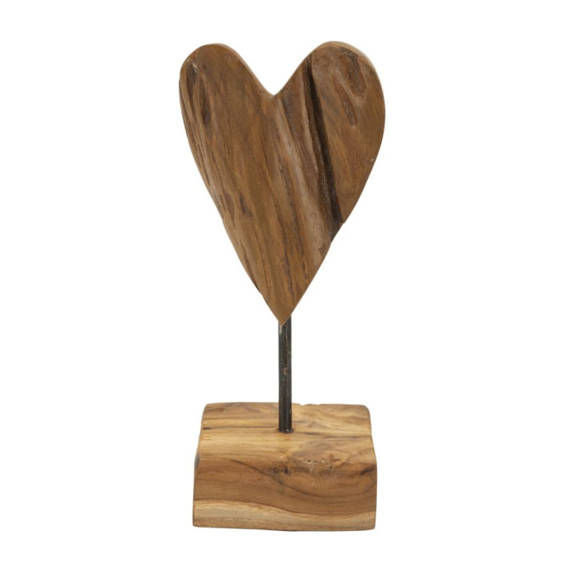 SCULPTURE DE COEUR EN TECK CM 10X10X25