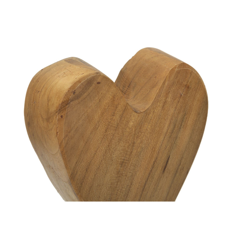 SCULPTURE DE COEUR EN TECK CM 10X10X25