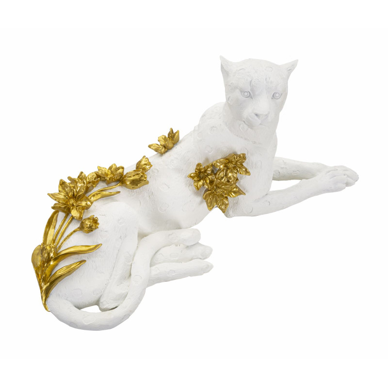 LÉOPARD BLANC/OR CM 53X21,5X24