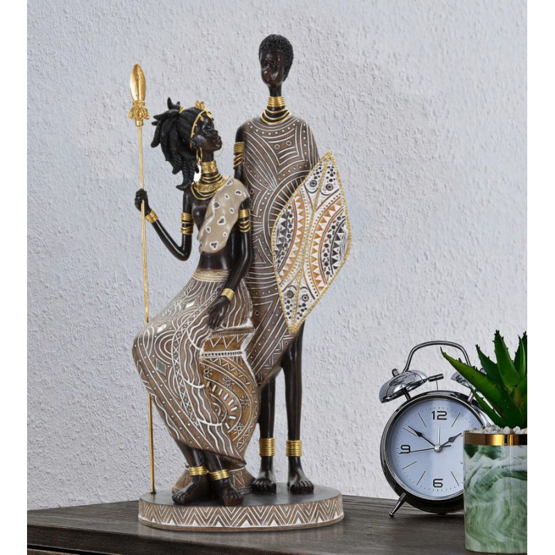 FAMILLE TRIBALE MASAI CM 16,5X11,5X38