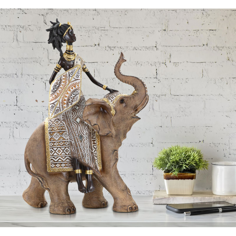 TRIBAL MASAI AVEC ÉLÉPHANT CM 22,5X12X32,5