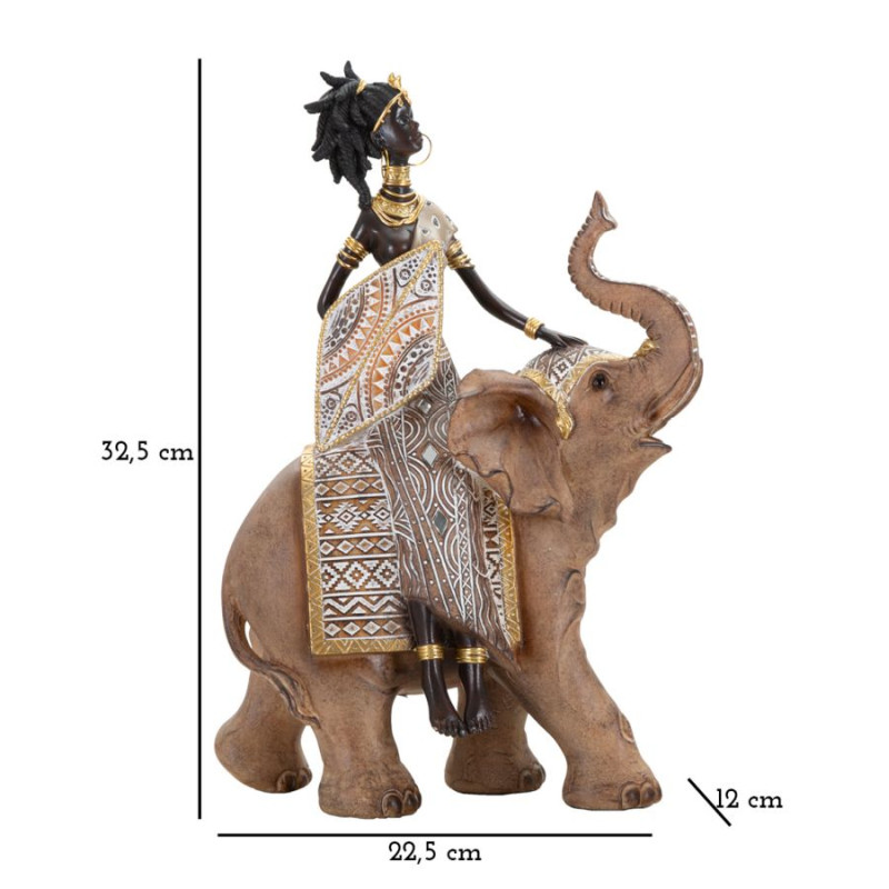 TRIBAL MASAI AVEC ÉLÉPHANT CM 22,5X12X32,5