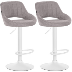 Lot de 2 tabourets de bar Milet tissu W gris