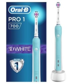 Oral-B PRO†1 700 3D white- Brosse a Dents …lectrique - Rechargeable - Minuteur - Blanche et bleue
