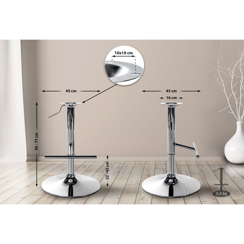 Cadre en T de remplacement pour tabouret de bar chrome